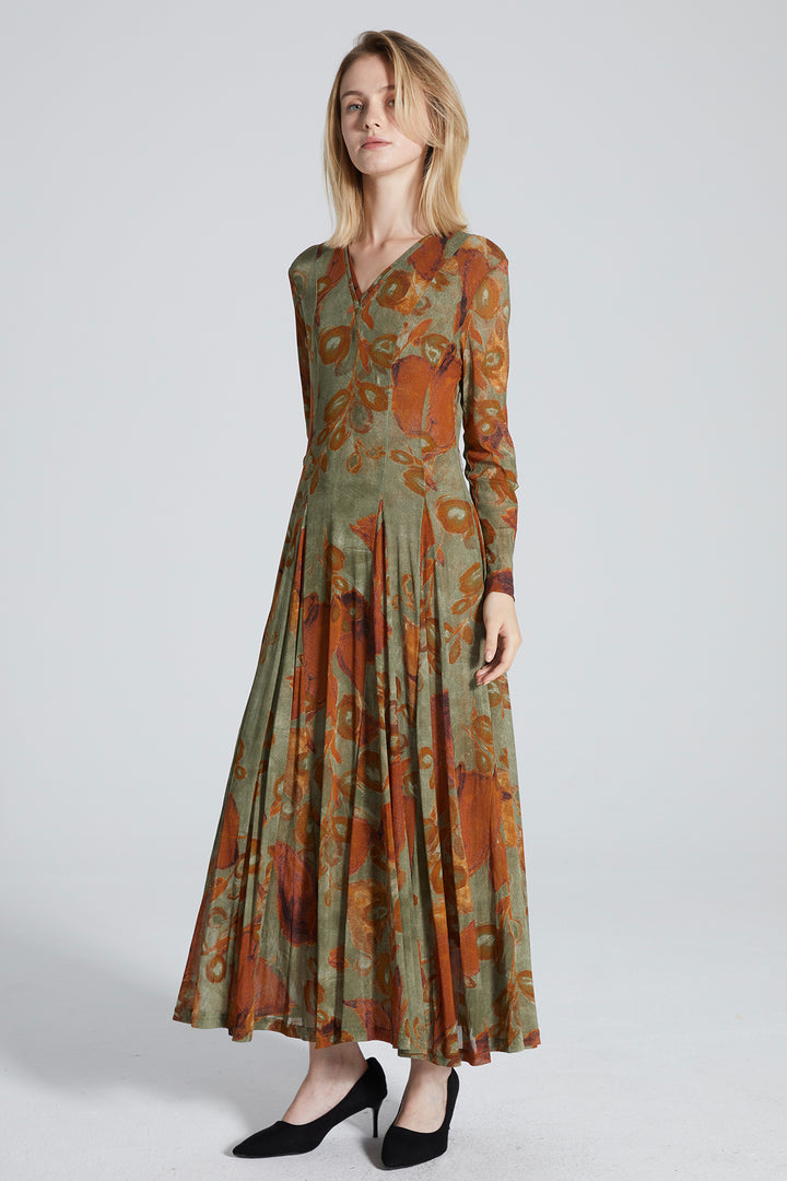 Alora Long Sleeve Print Dress