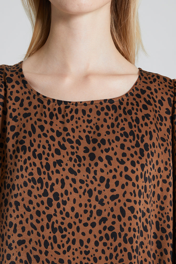 Leopard Long Sleeve Silk Dress