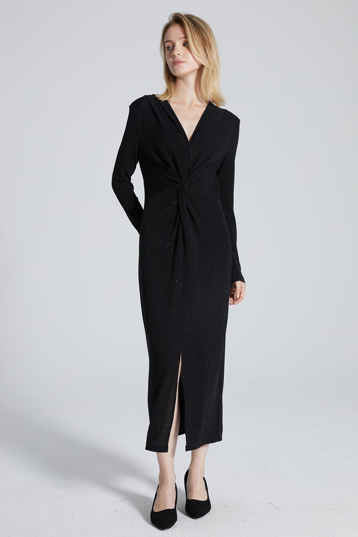 Loren Cross Front V-Neck Long Sleeve Dress