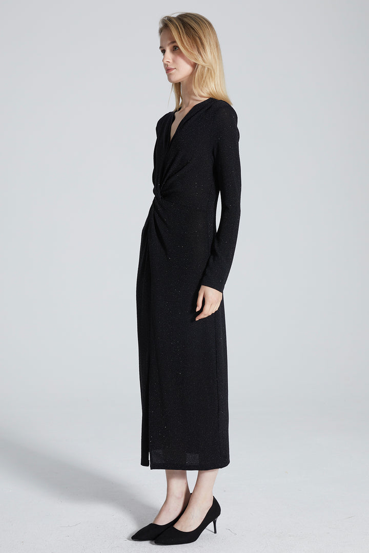 Loren Cross Front V-Neck Long Sleeve Dress