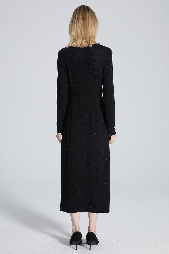 Loren Cross Front V-Neck Long Sleeve Dress