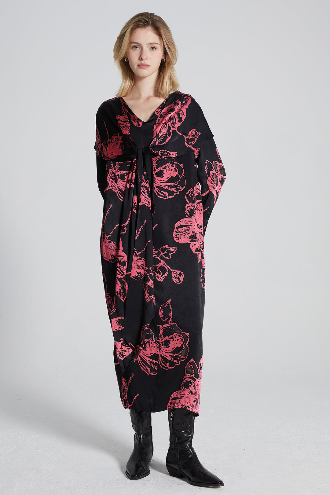 Gia Print Tie-knot Silk Dress
