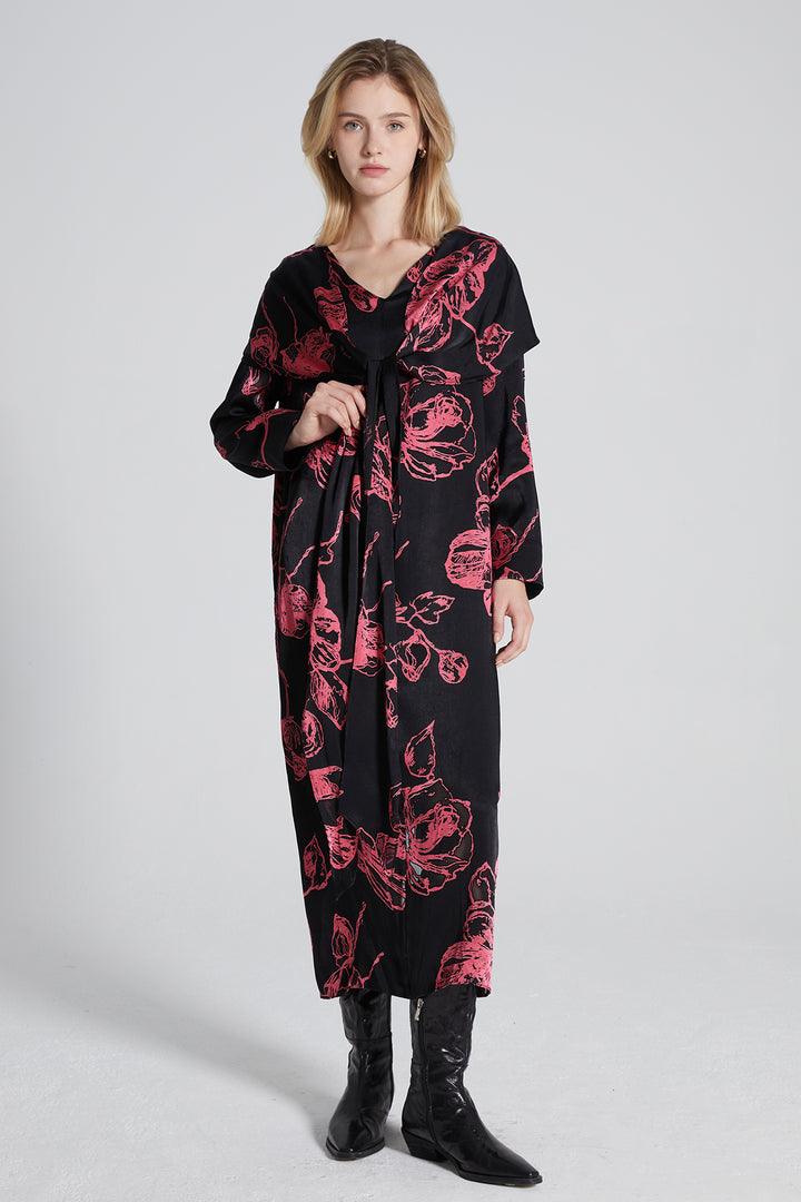 Gia Print Tie-knot Silk Dress