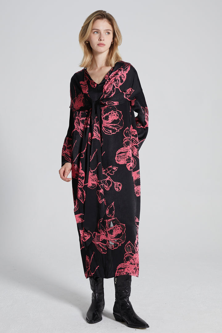 Gia Print Tie-knot Silk Dress