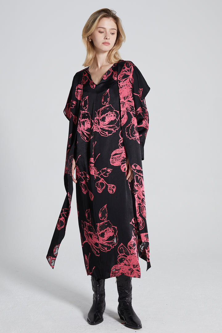 Gia Print Tie-knot Silk Dress