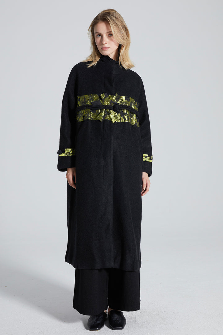 Ella Long Fluorescence Wool Coat