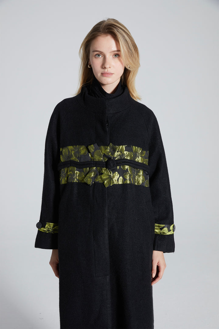 Ella Long Fluorescence Wool Coat