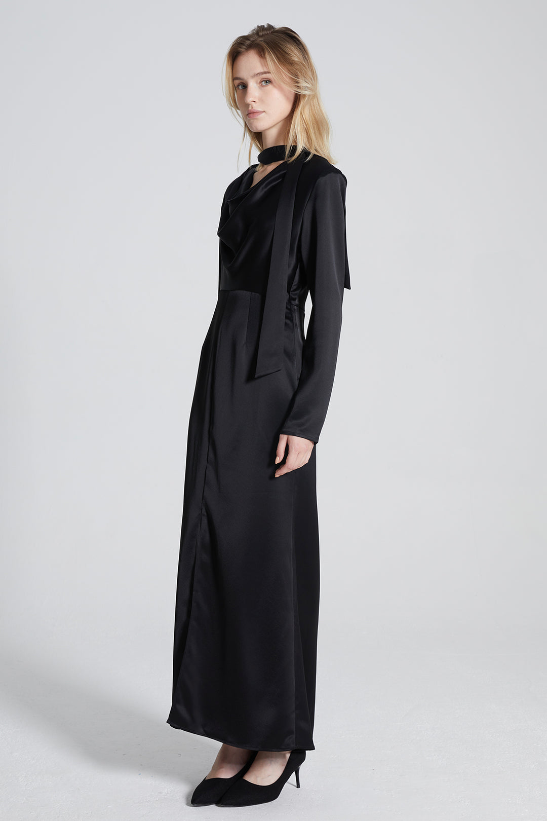 Nicole Long Sleeve Black Dress