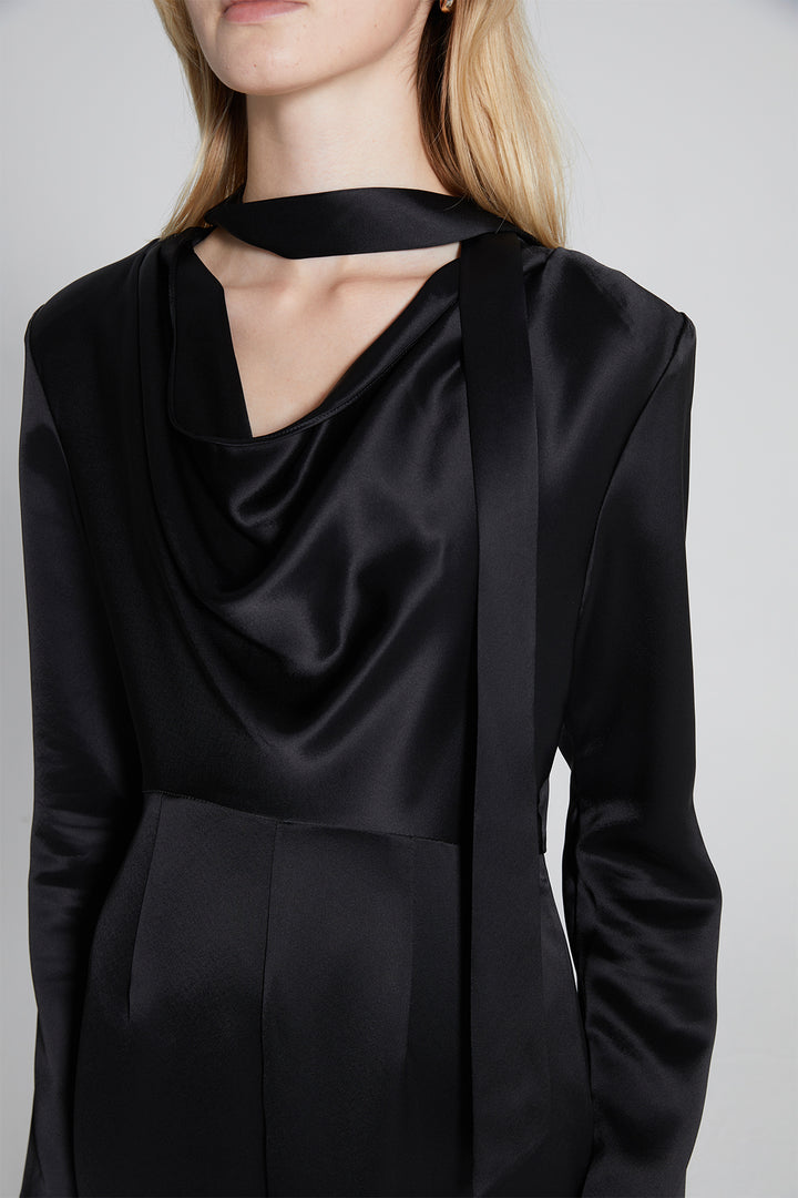 Nicole Long Sleeve Black Dress