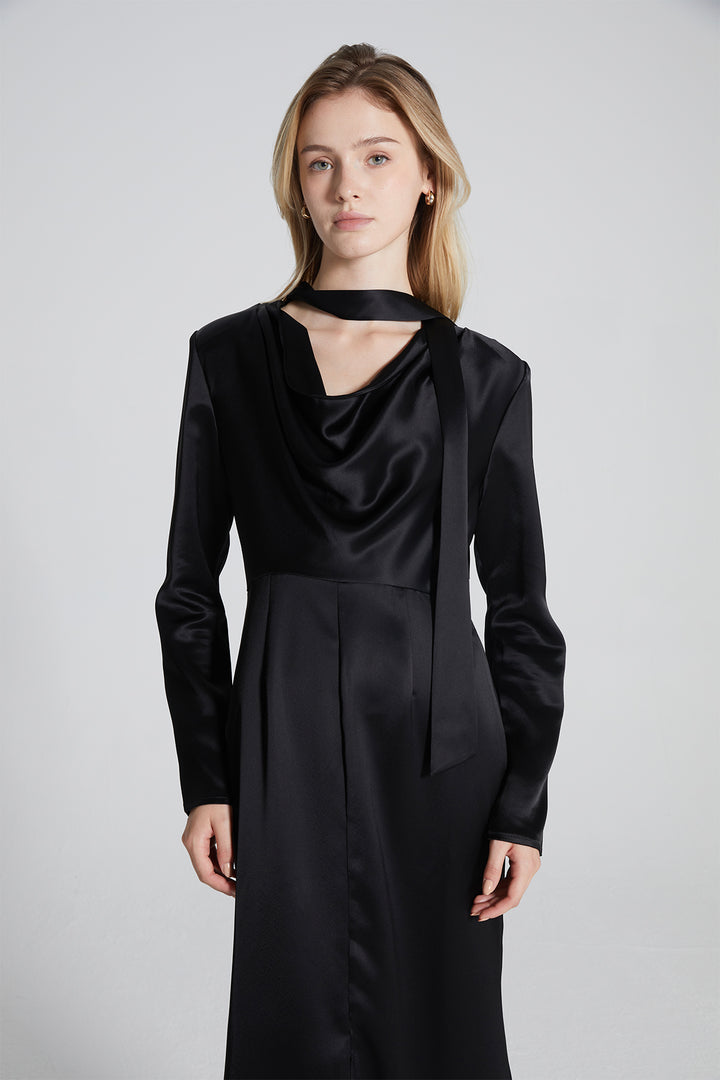 Nicole Long Sleeve Black Dress