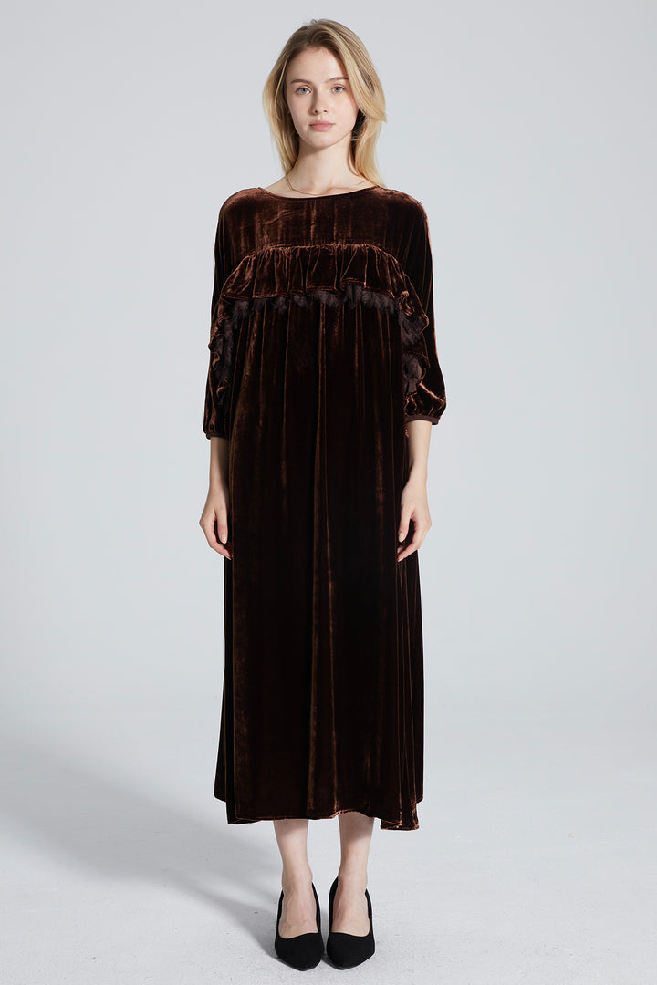 Billie Lace Splice Velvet Dress