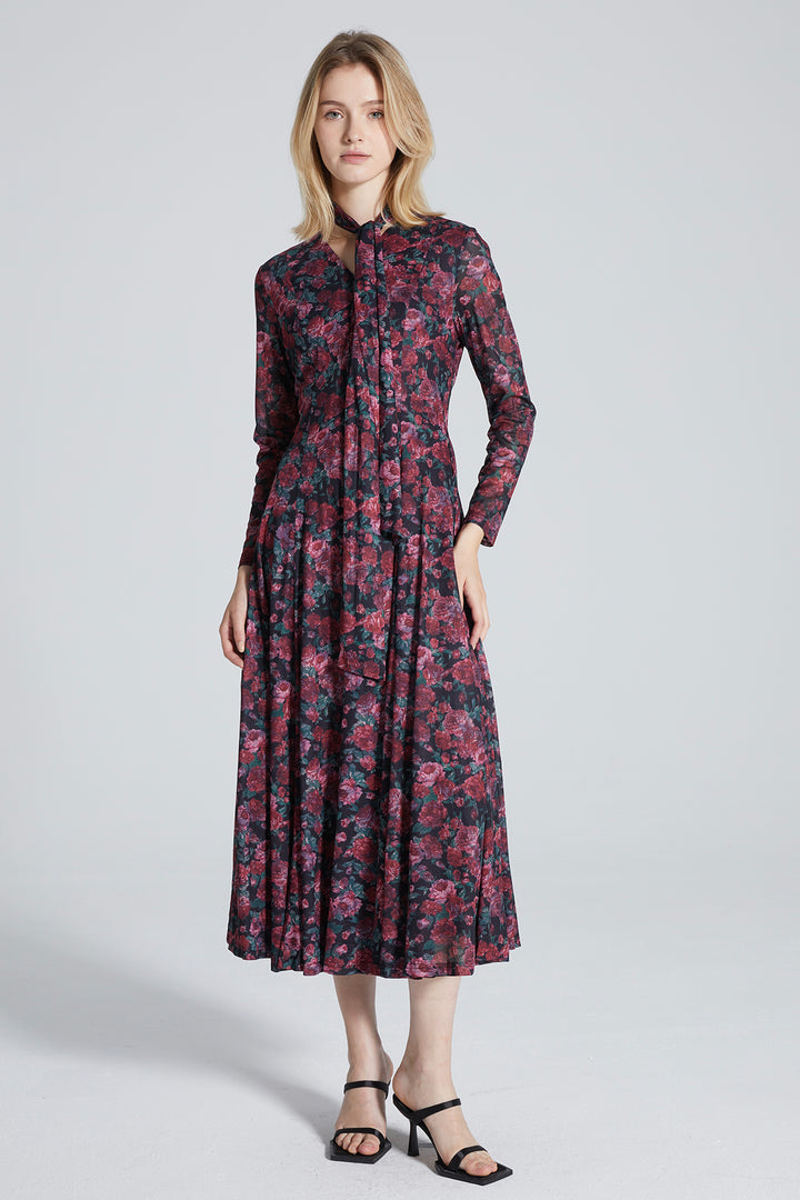 Demmie Flower Print Retro Elegant Dress