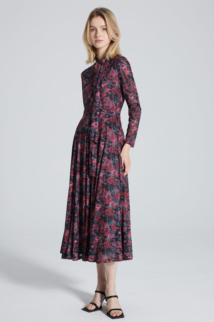 Demmie Flower Print Retro Elegant Dress