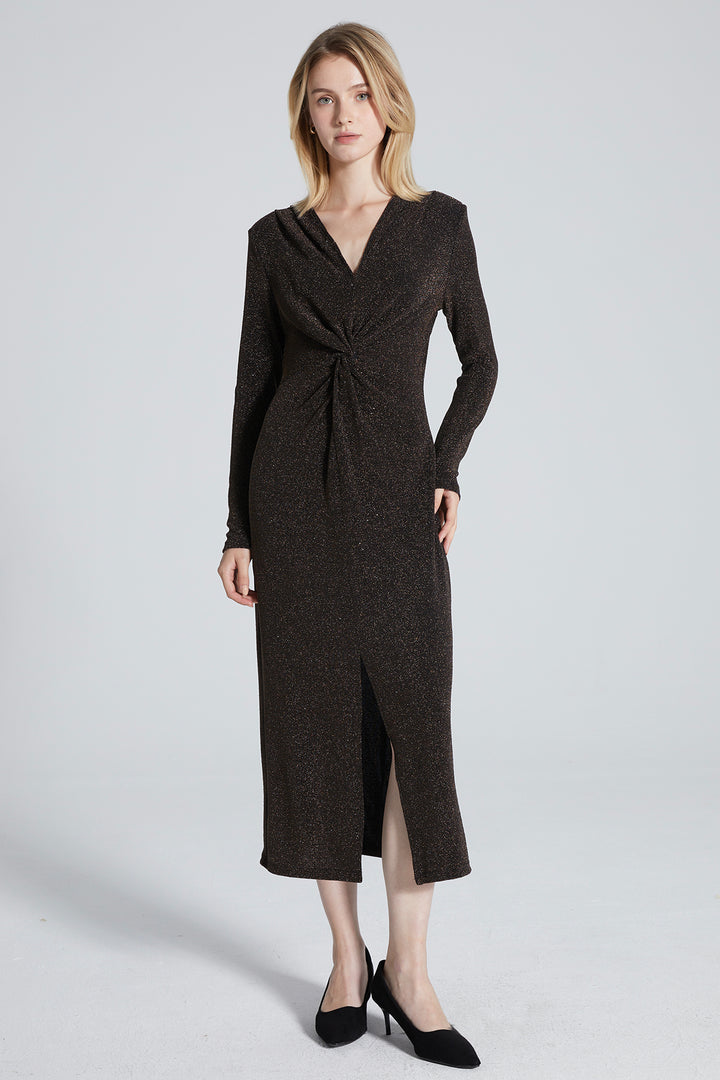 Loren Cross Front Long Sleeve Dress