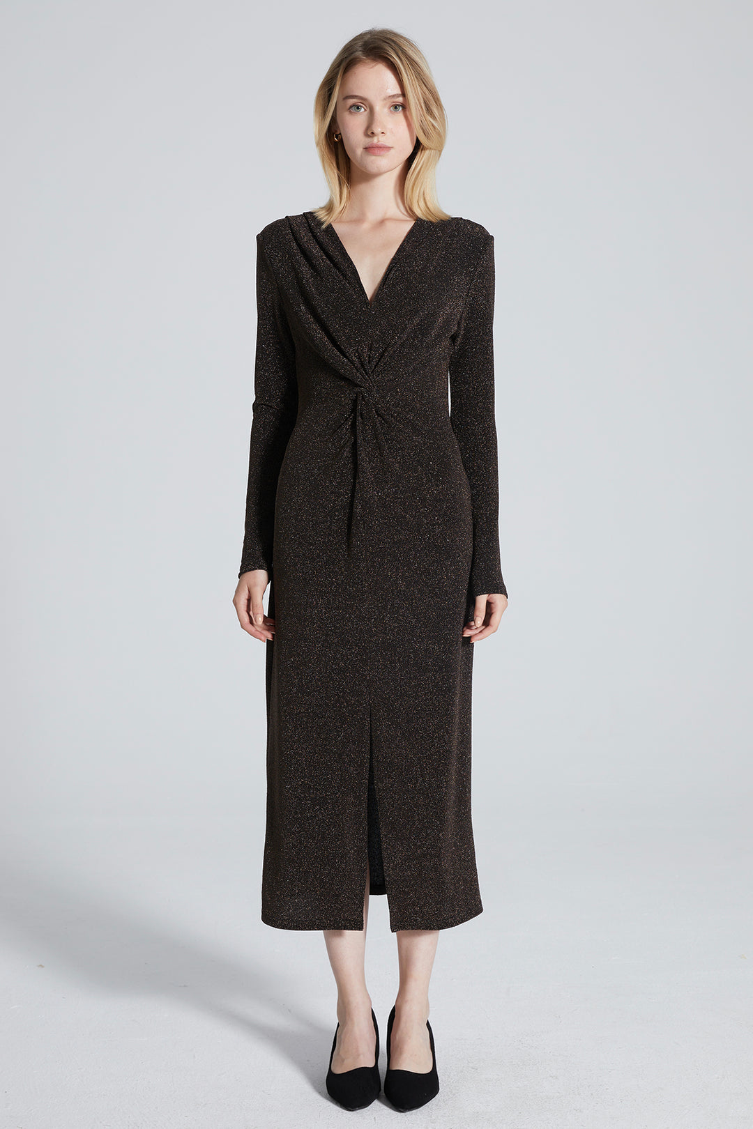 Loren Cross Front Long Sleeve Dress