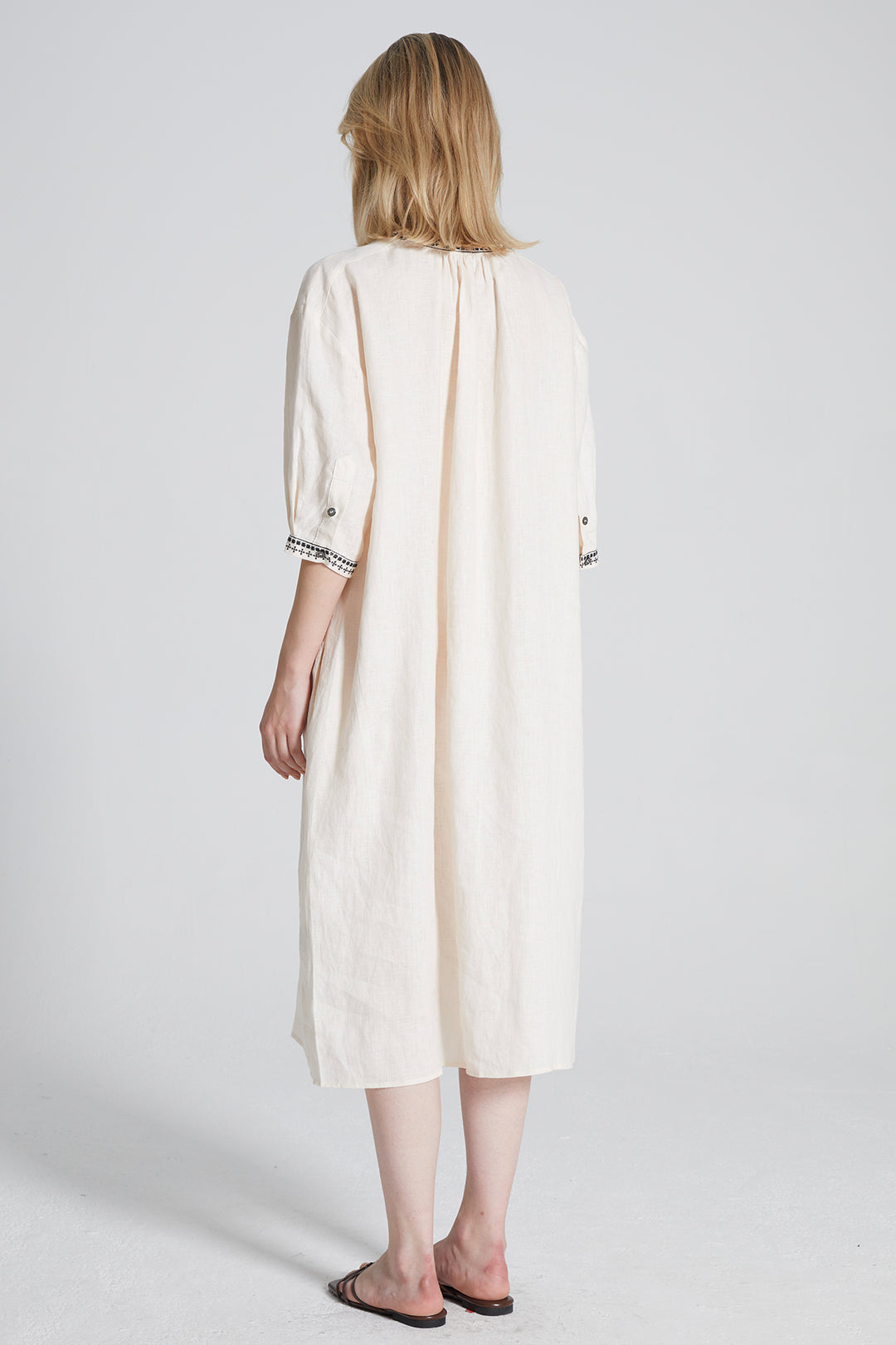 Rory Embroidered Ethnic Linen Dress