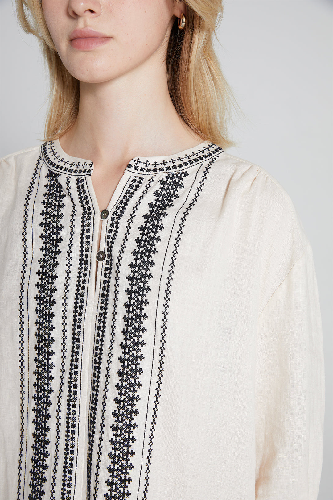 Rory Embroidered Ethnic Linen Dress