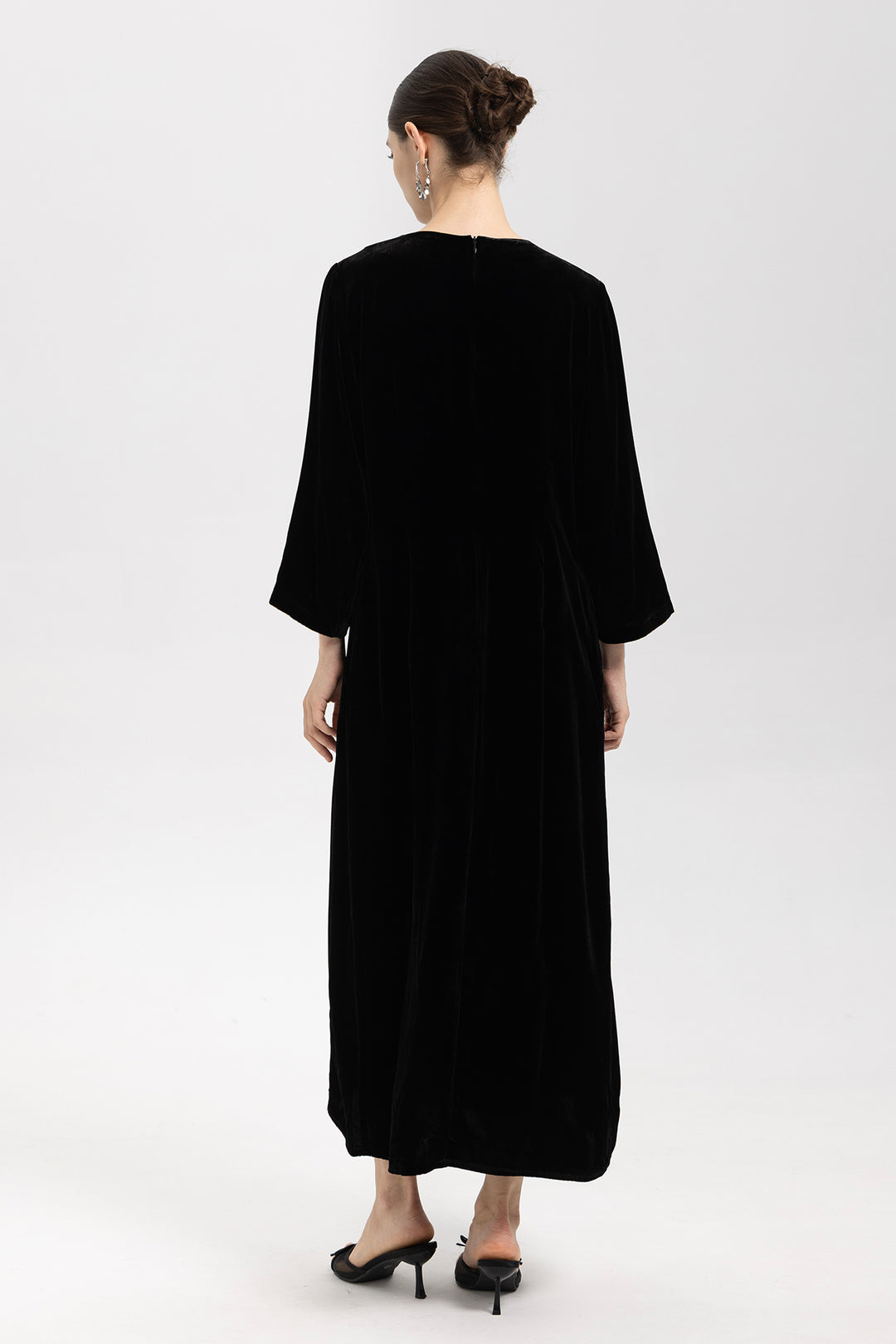 Elise Gathered Velvet Dress