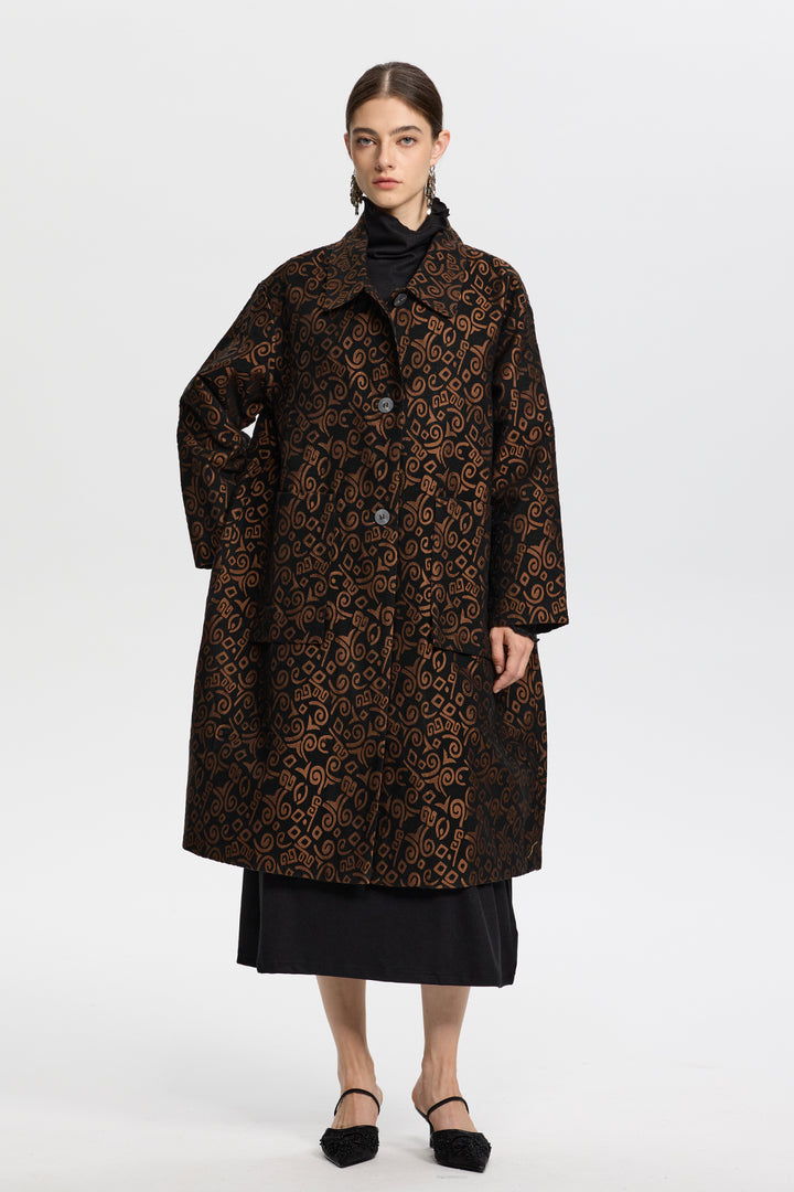 Calista Bronze Patterned Coat