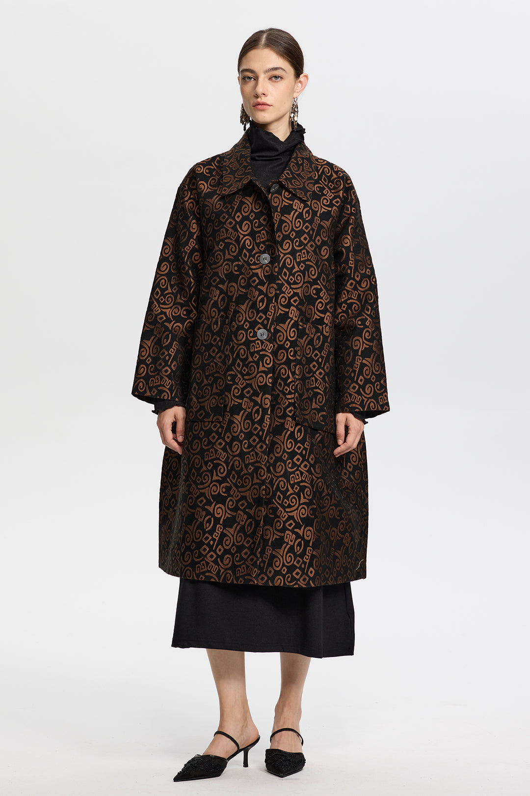 Calista Bronze Patterned Coat