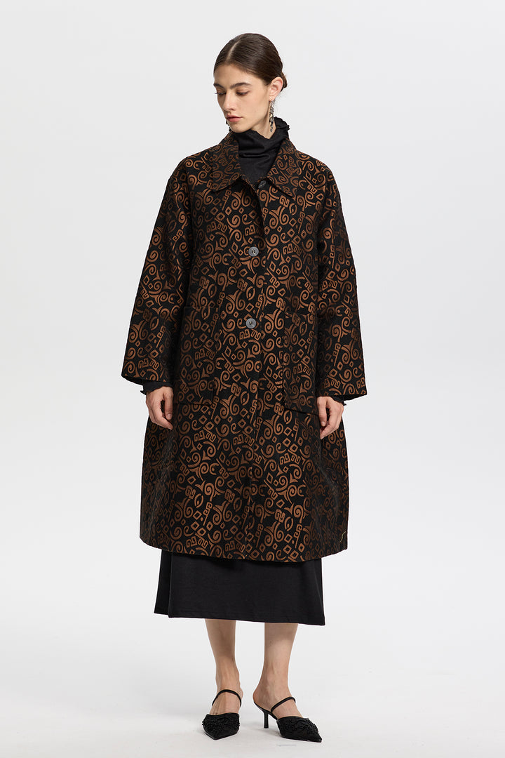 Calista Bronze Patterned Coat