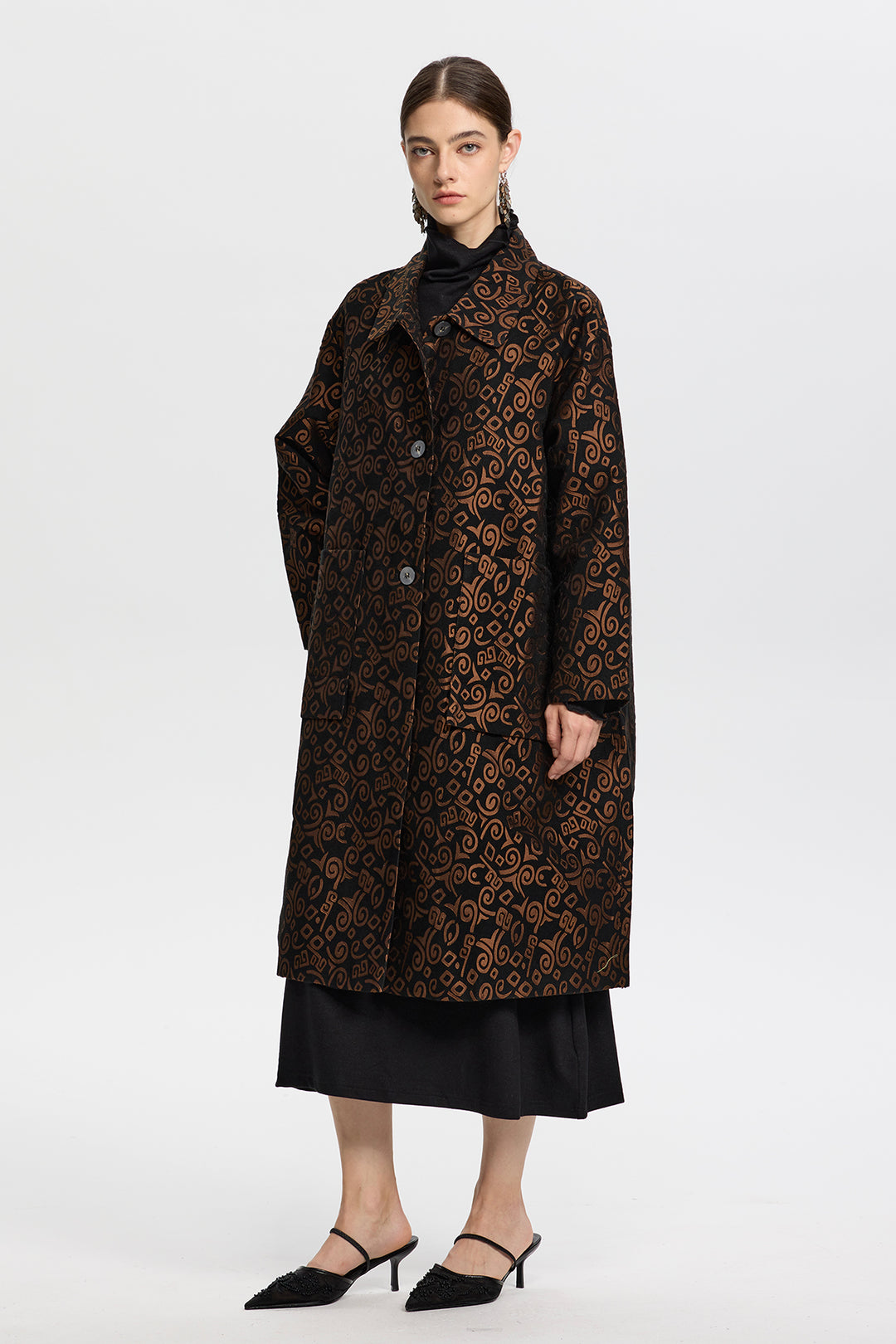 Calista Bronze Patterned Coat