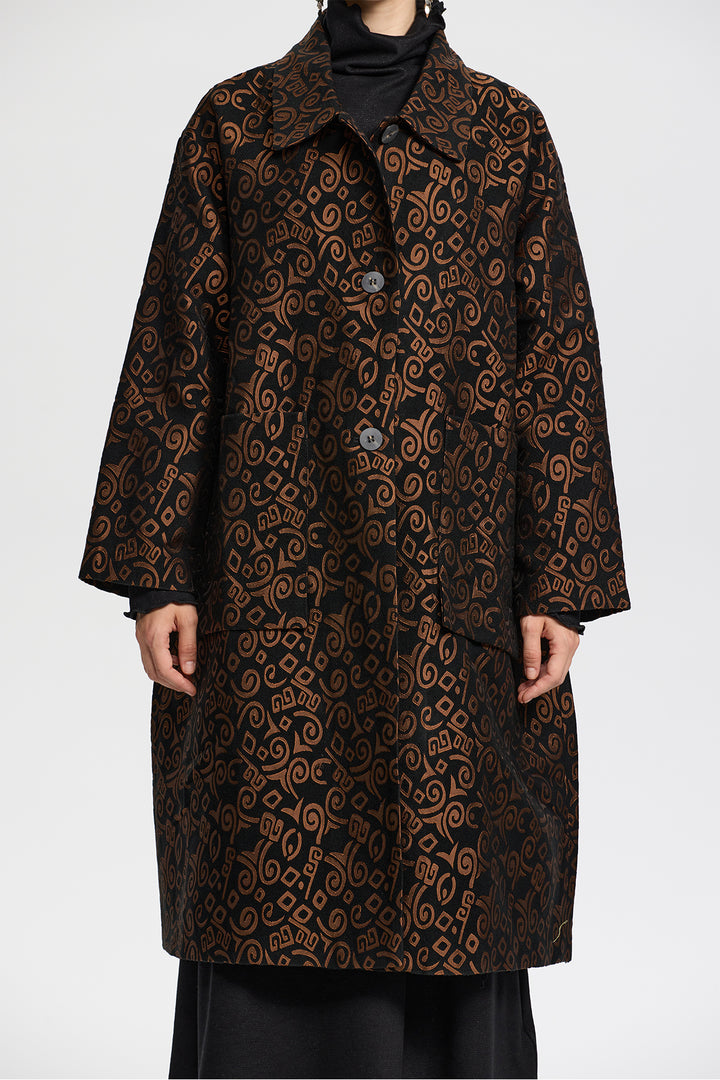 Calista Bronze Patterned Coat