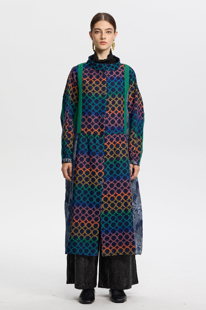 Thalia Multicolor Geometric Long Coat