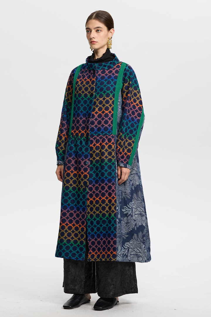 Thalia Multicolor Geometric Long Coat