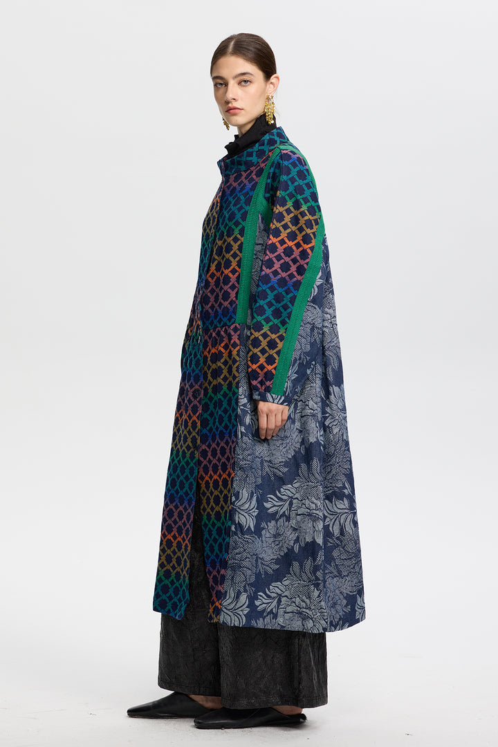 Thalia Multicolor Geometric Long Coat
