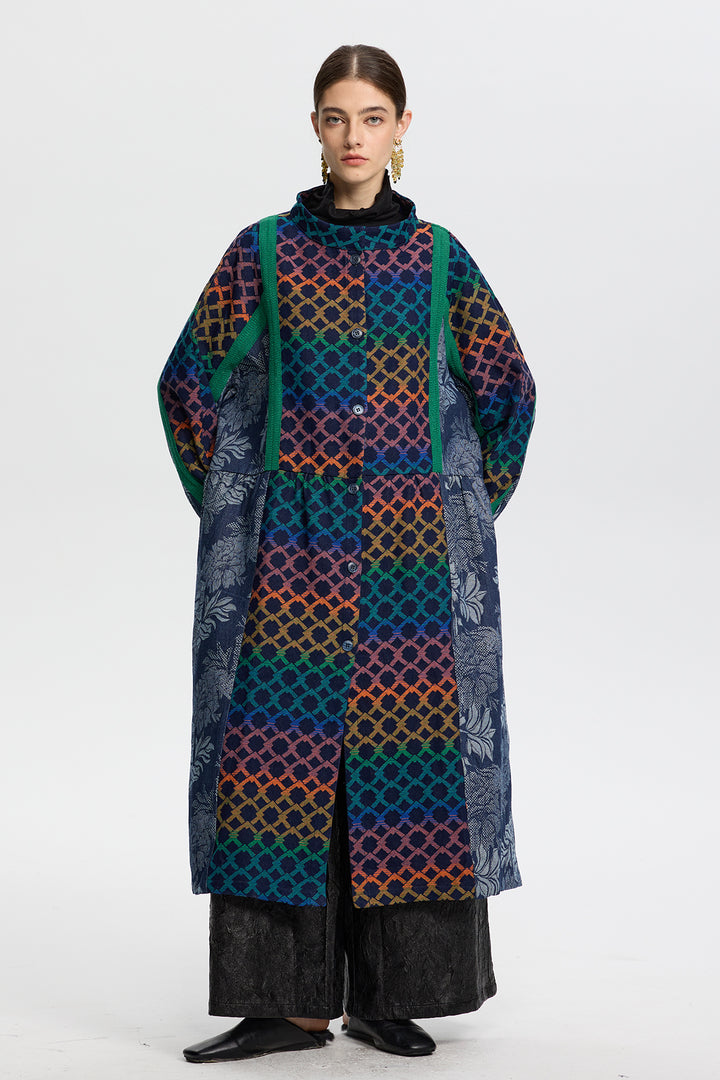 Thalia Multicolor Geometric Long Coat