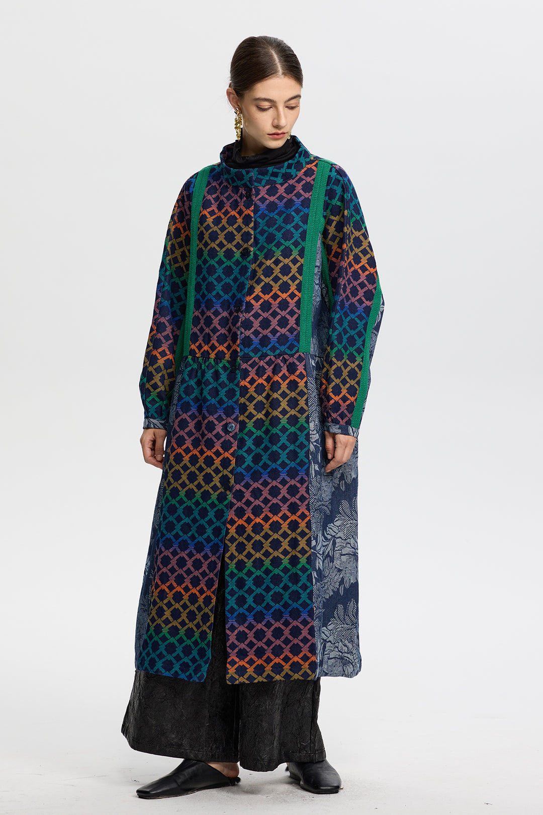 Thalia Multicolor Geometric Long Coat