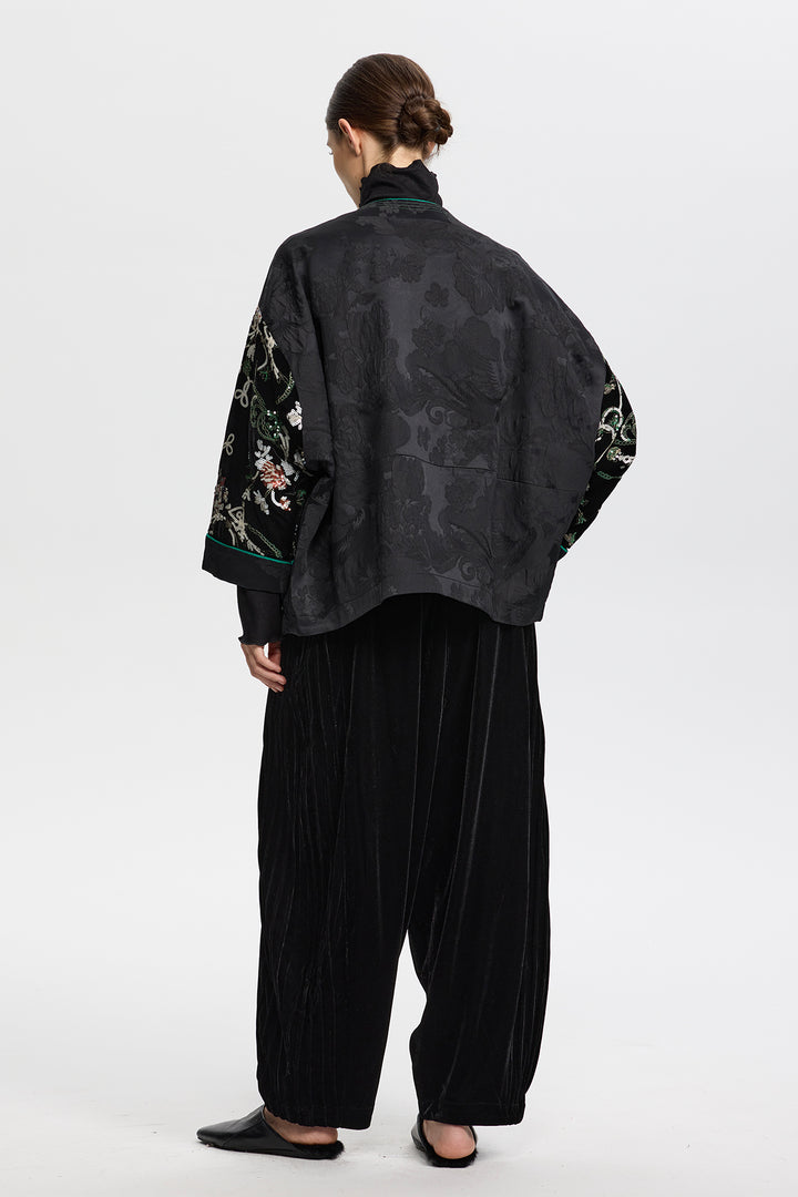 Thalassa Velvet Jacket with Embroidered Sleeves