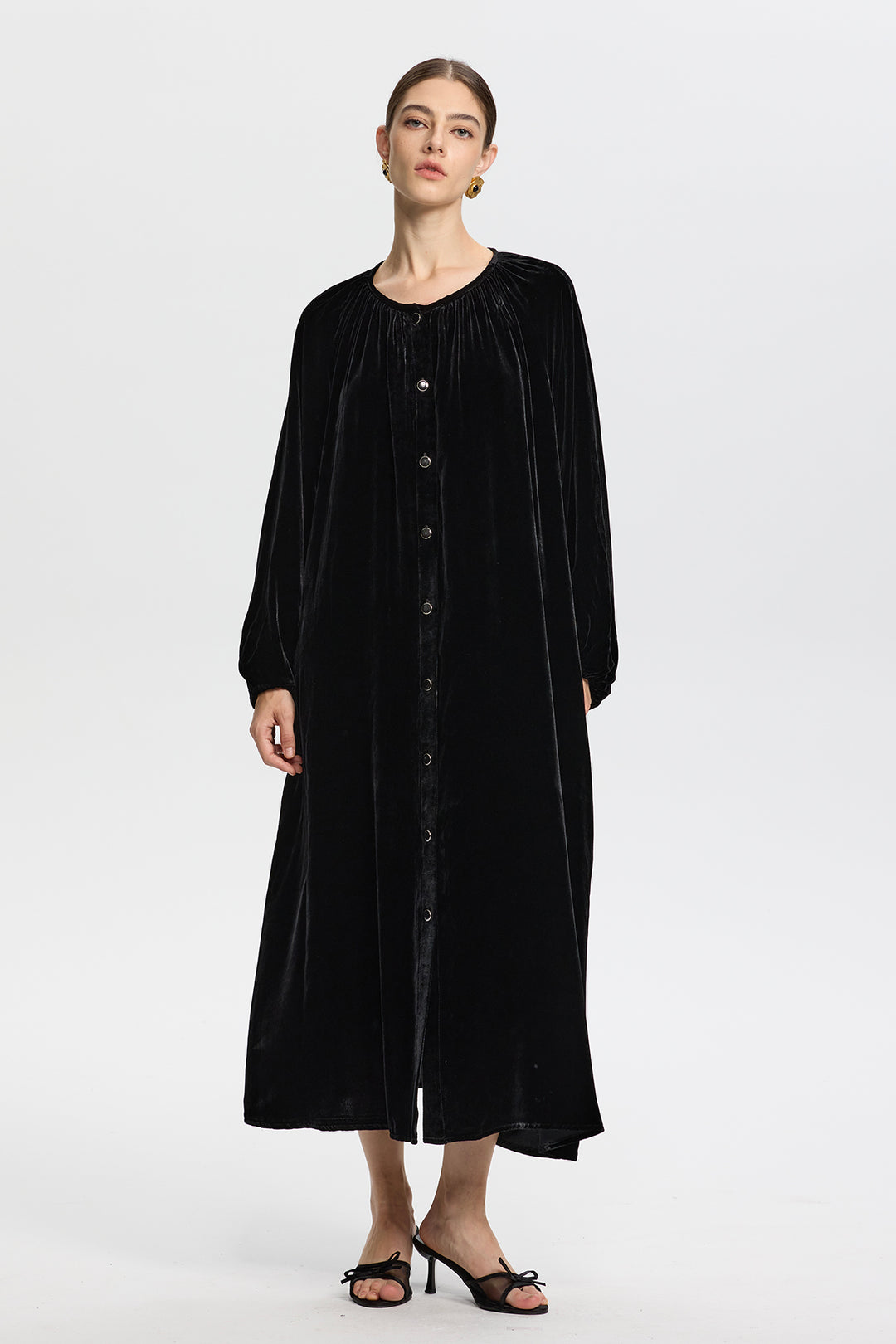 Marcella Button Down Velvet Dress