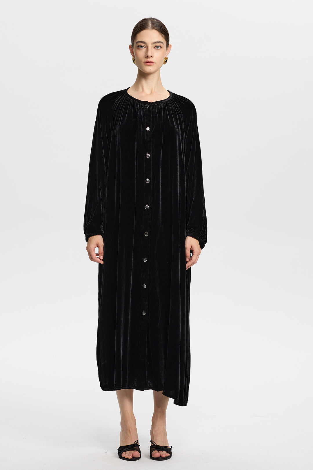 Marcella Button Down Velvet Dress – ROSELABEL Marcella Button Down Velvet Dress – ROSELABEL