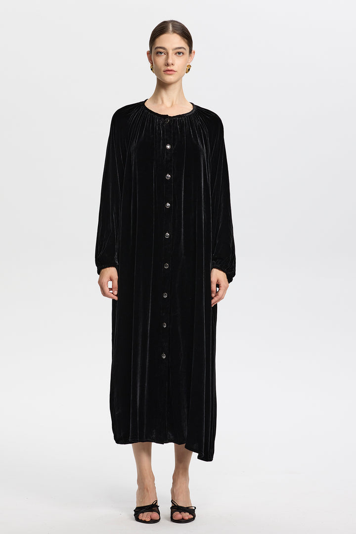 Marcella Button Down Velvet Dress
