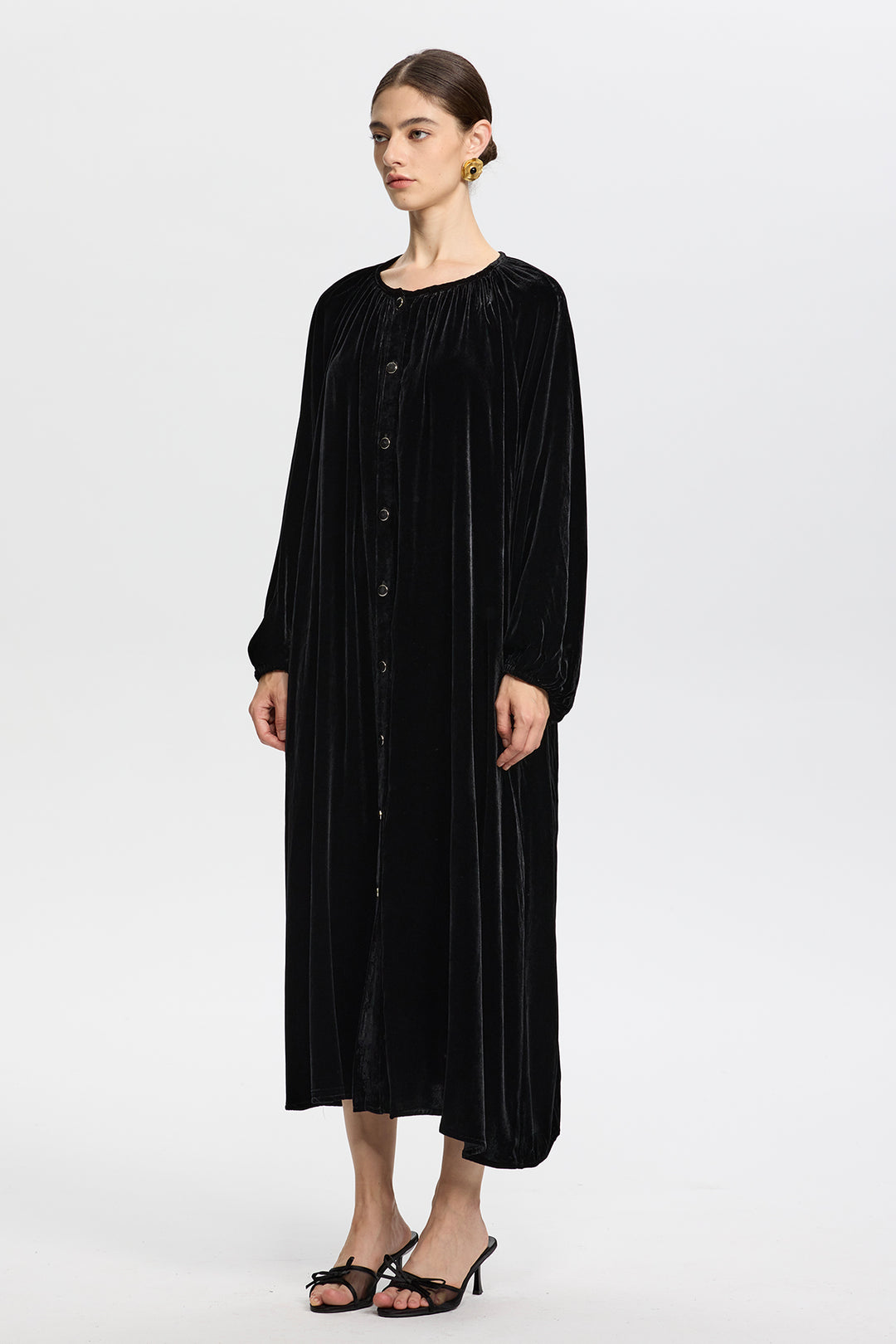Marcella Button Down Velvet Dress