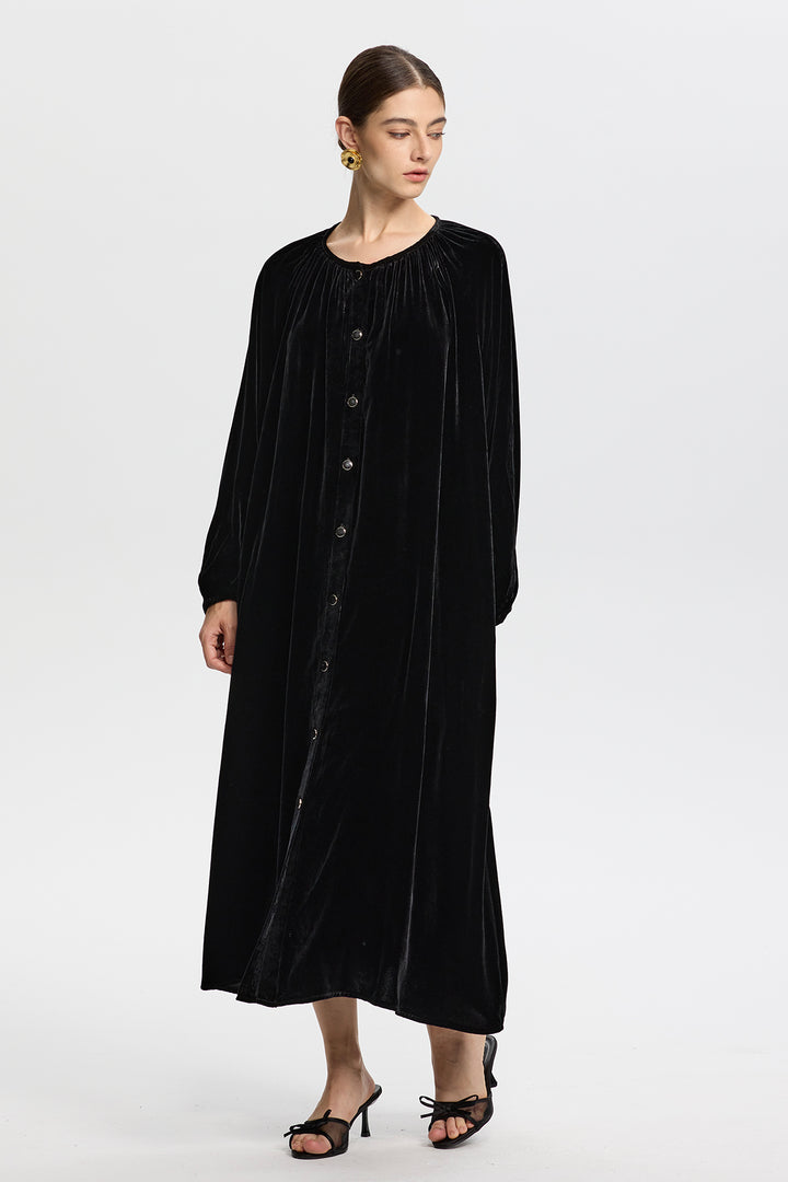 Marcella Button Down Velvet Dress