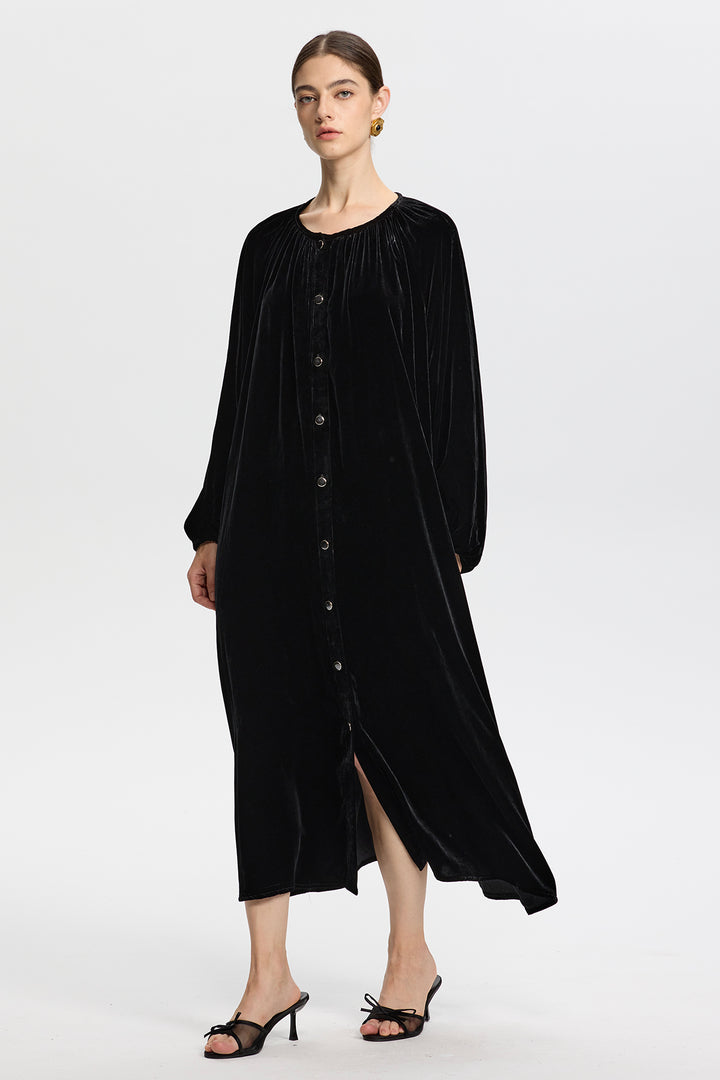 Marcella Button Down Velvet Dress