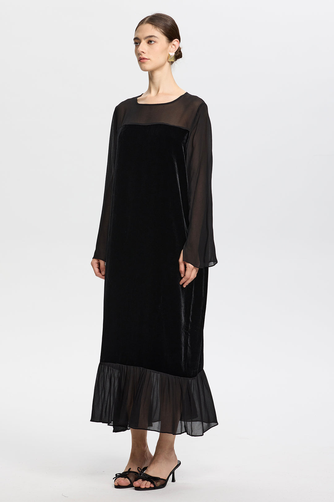 Maris Mesh Splice Velvet Dress