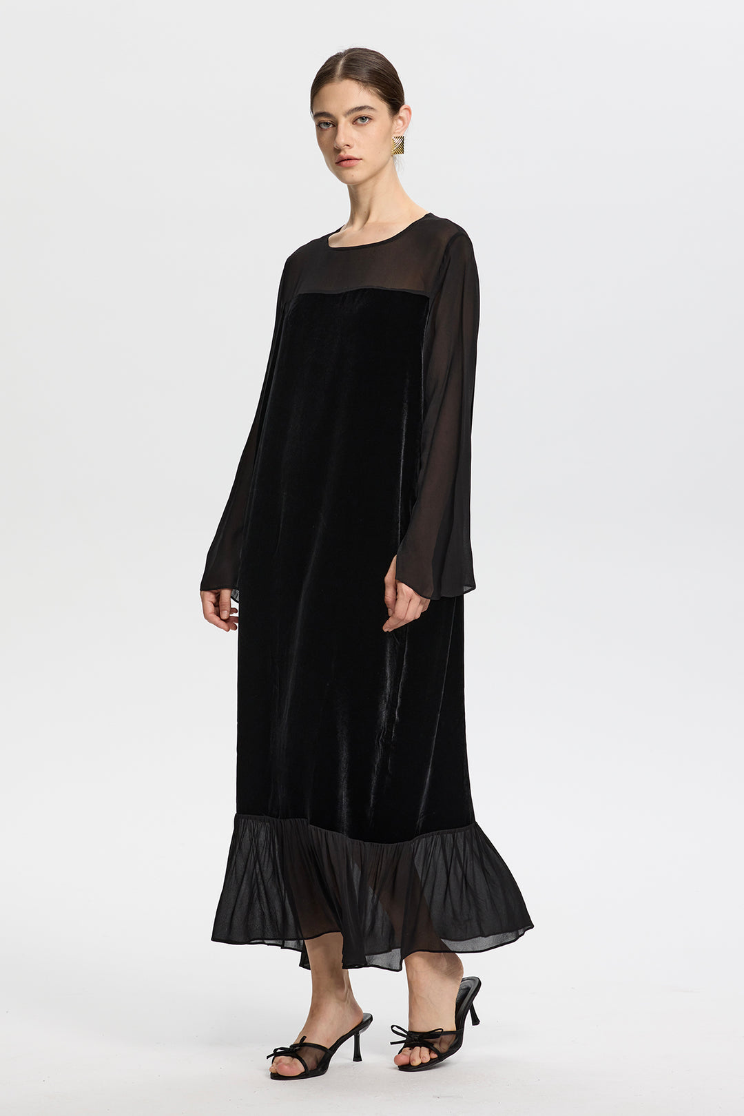 Maris Mesh Splice Velvet Dress