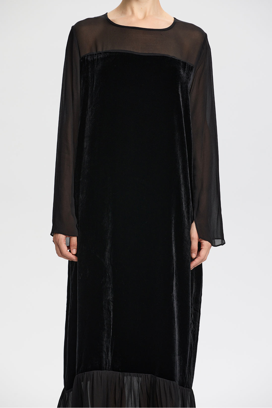 Maris Mesh Splice Velvet Dress