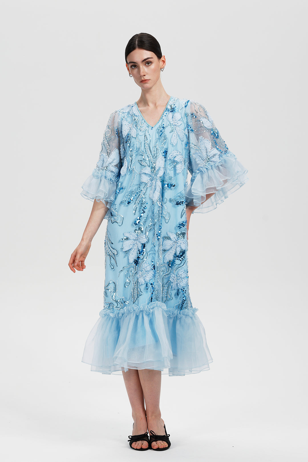 Celestine Azure Embellished Sequin Dress