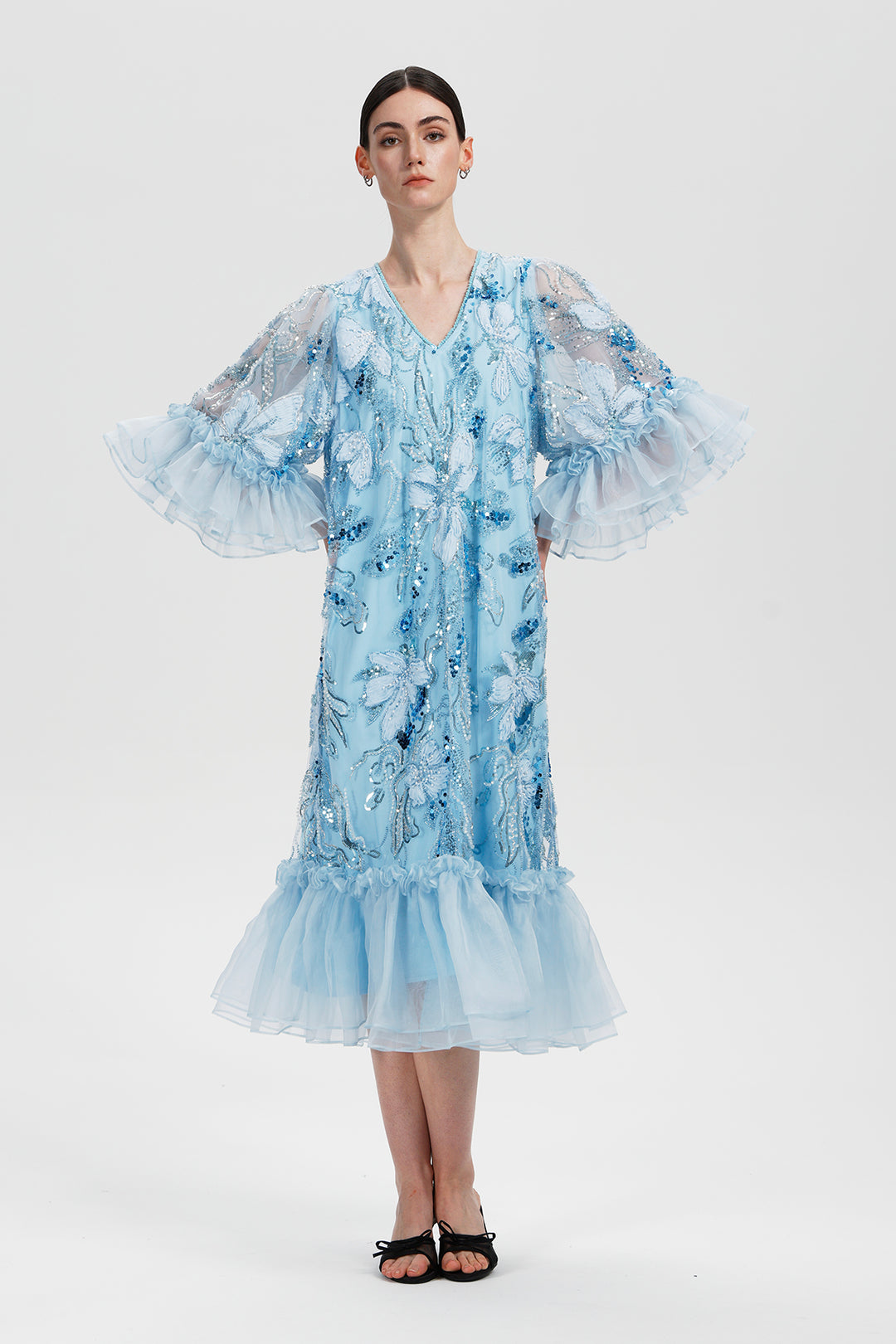 Celestine Azure Embellished Sequin Dress