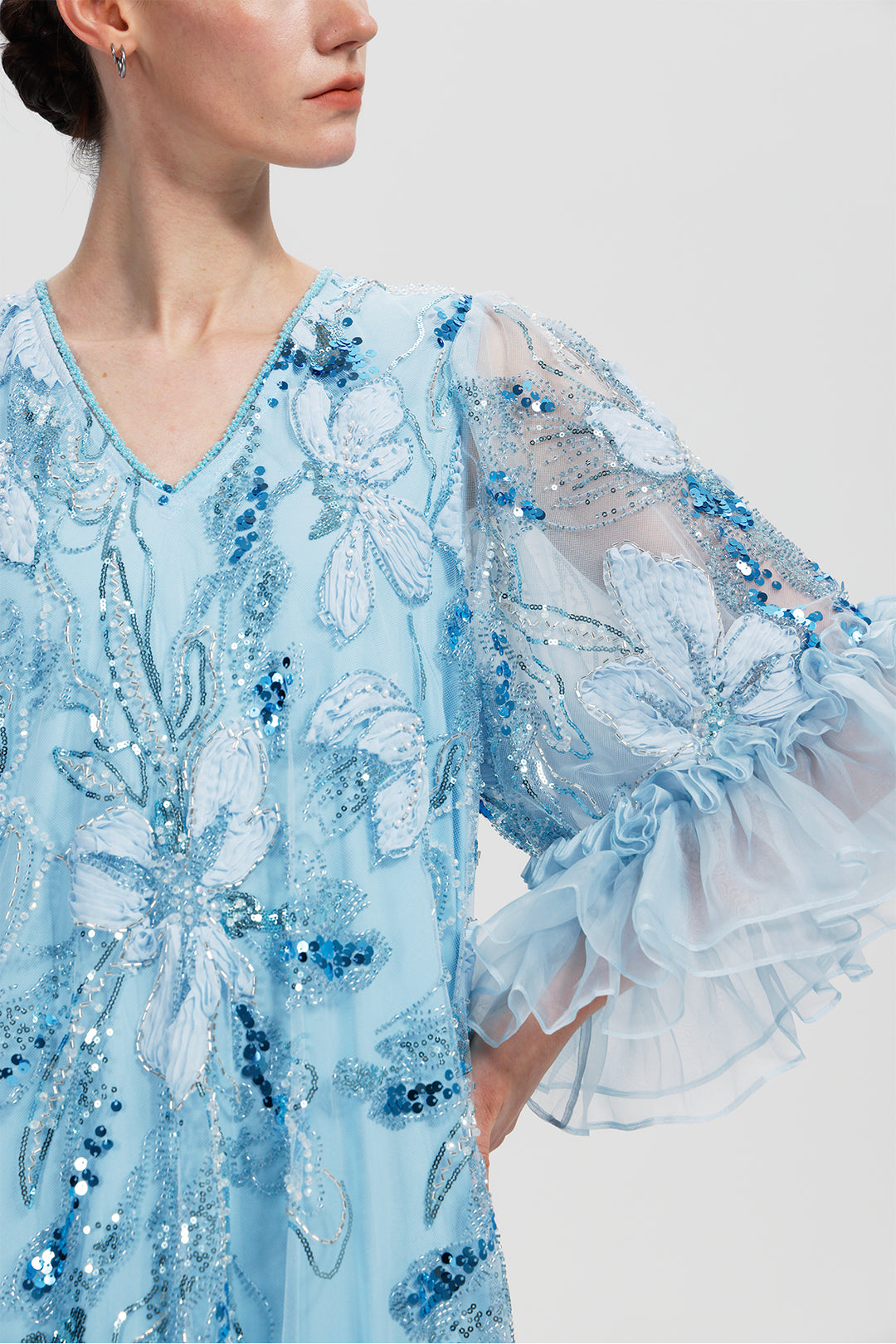 Celestine Azure Embellished Sequin Dress