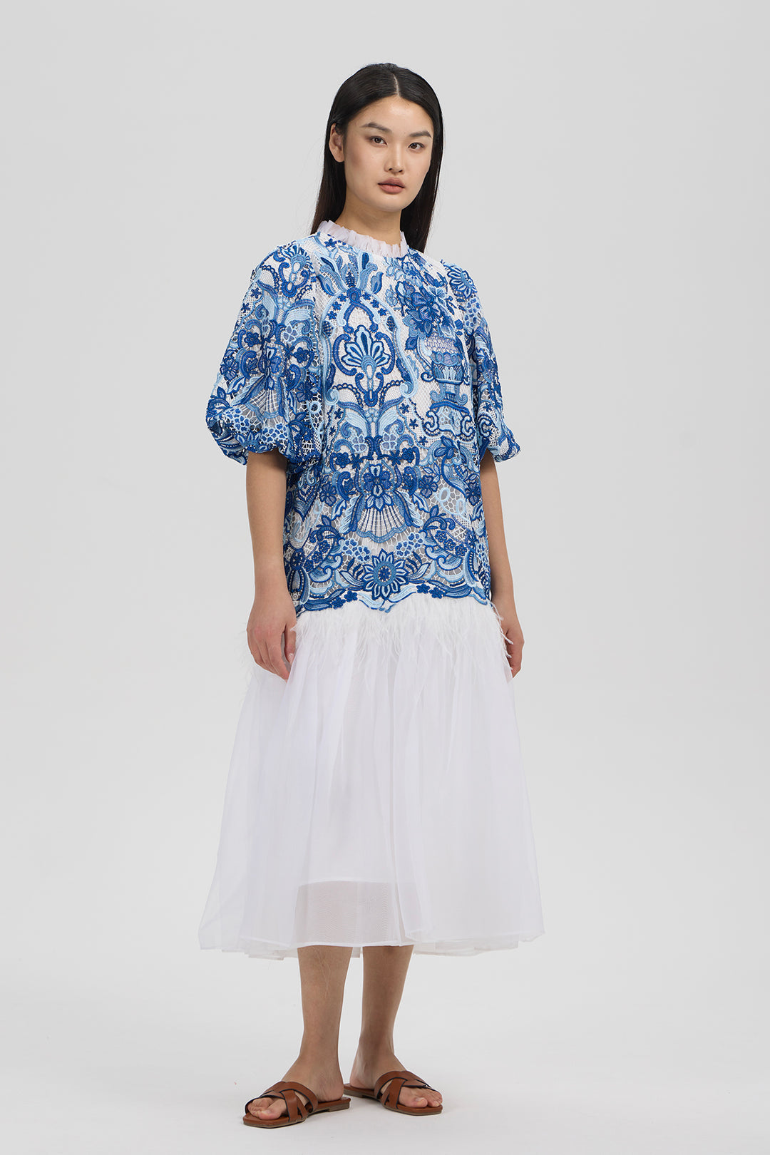 Odette Blue Embroidery Dress
