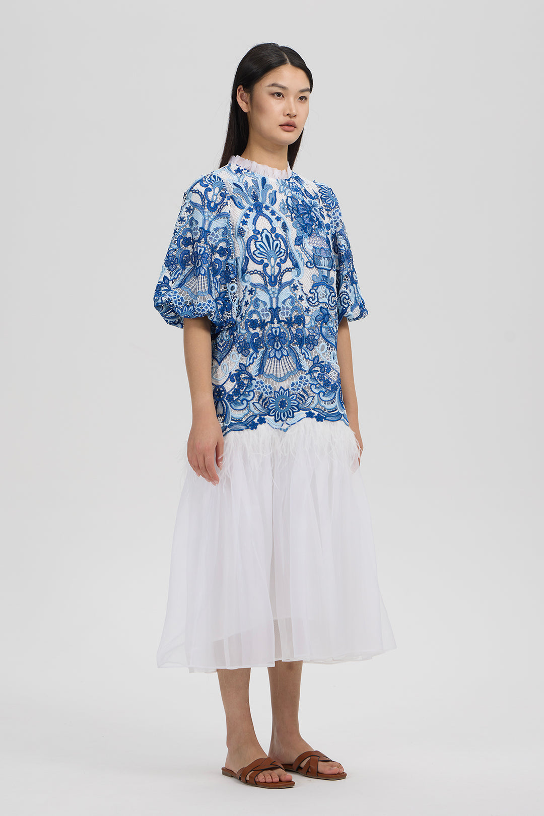 Odette Blue Embroidery Dress