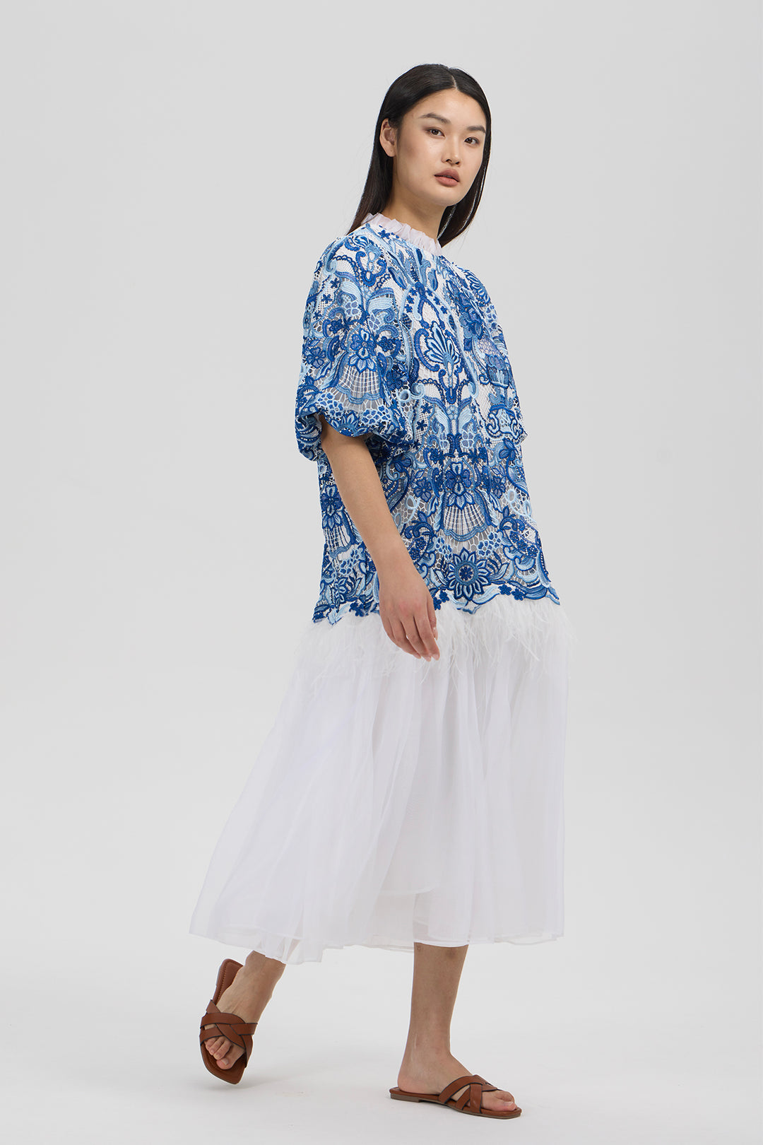 Odette Blue Embroidery Dress