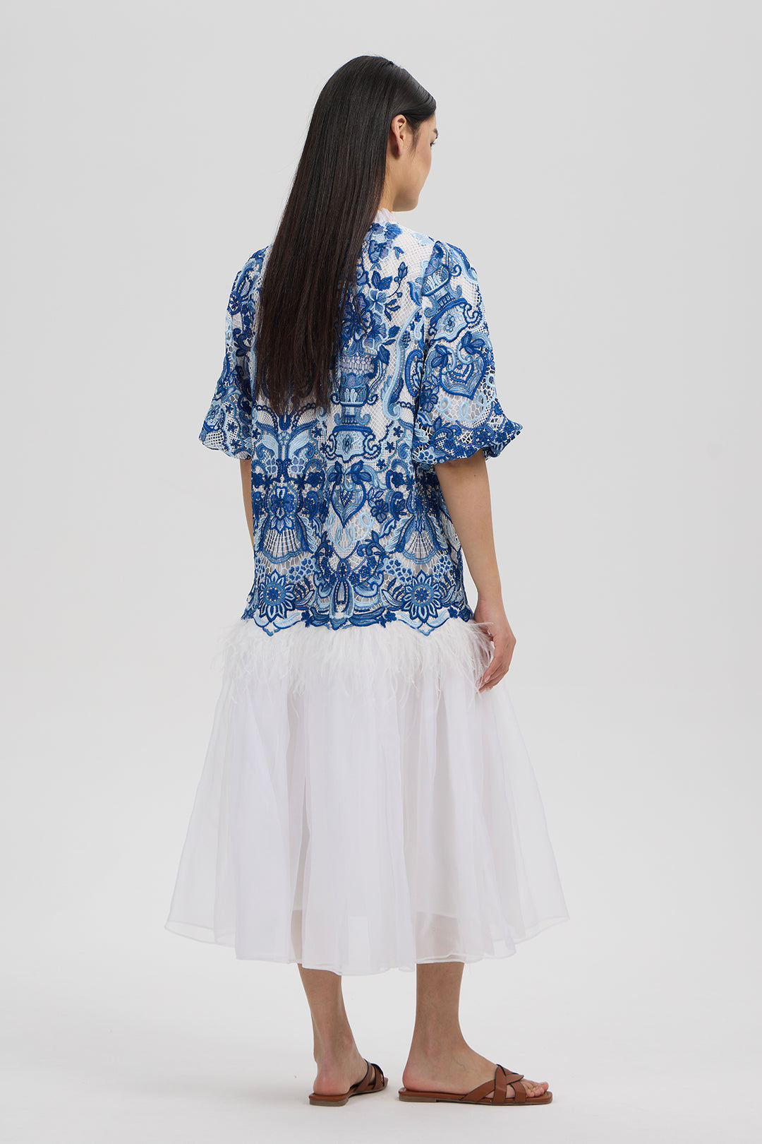 Odette Blue Embroidery Dress