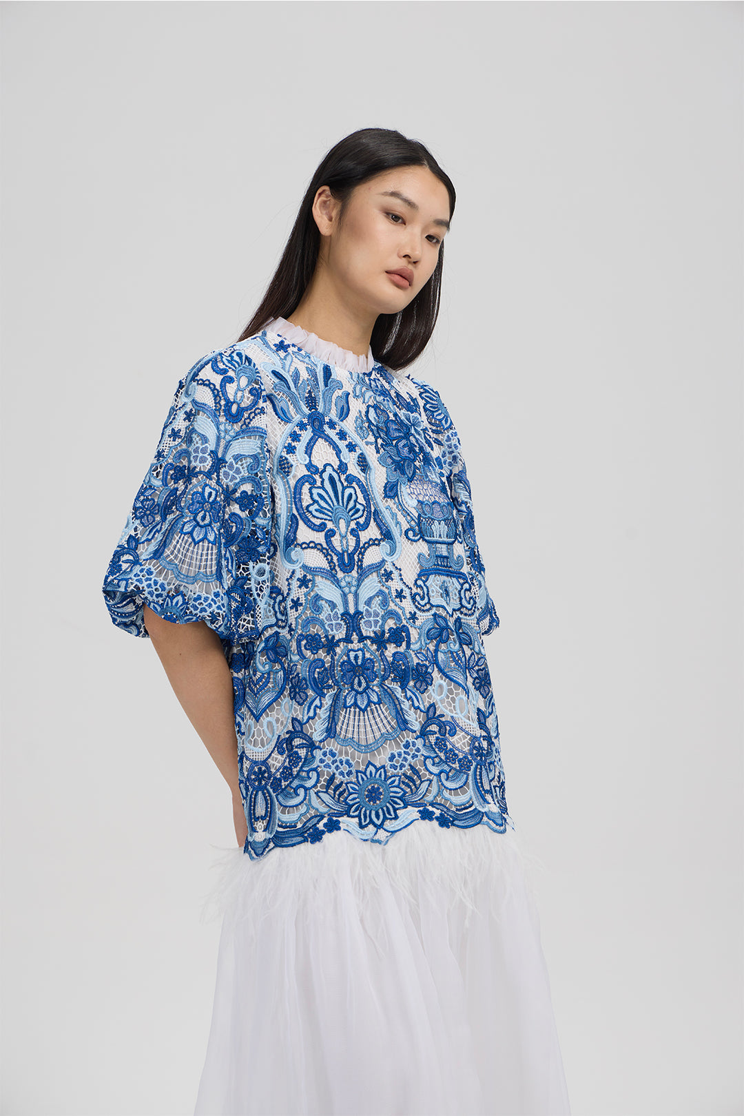 Odette Blue Embroidery Dress